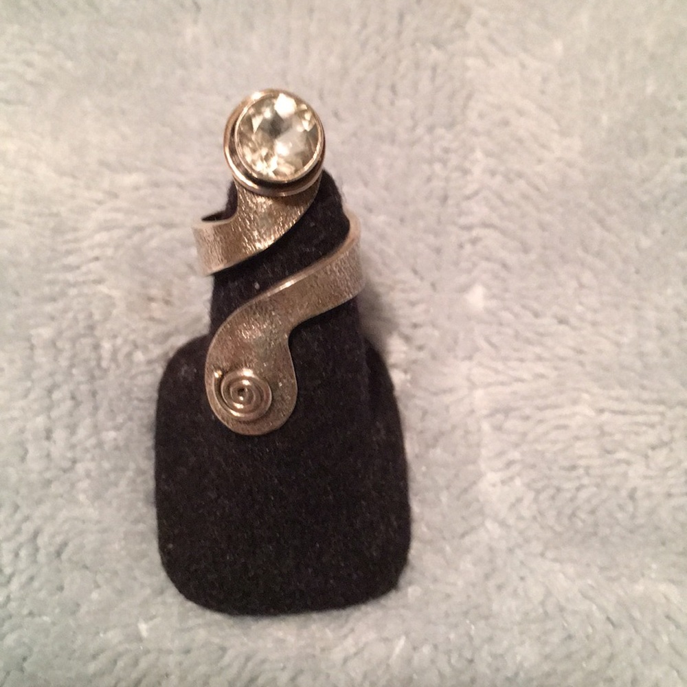 Sterling Silver Ring with Green Quartz Stone New